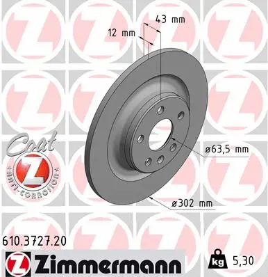 Disque de frein ZIMMERMANN 610.3727.20
