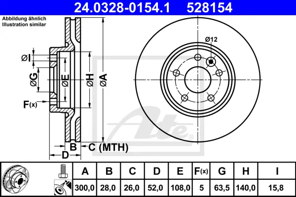 Disque de frein ATE-APAC 24.0328-0154.1