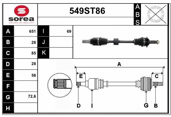 Arbre de transmission STARTCAR 549ST86