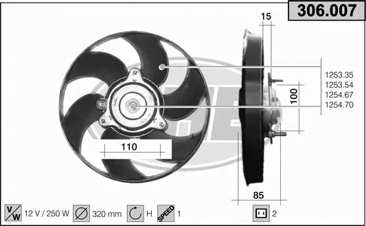 Ventilateur, refroidissement du moteur AHE 306.007