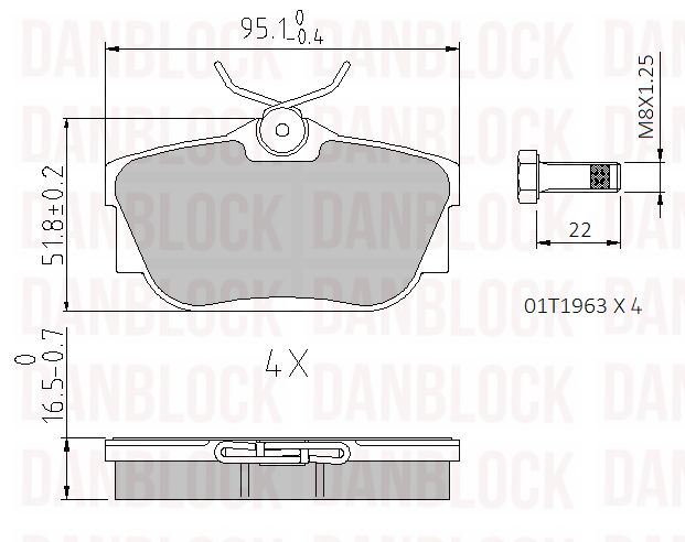 Kit de plaquettes de frein, frein à disque DANBLOCK DB 510396