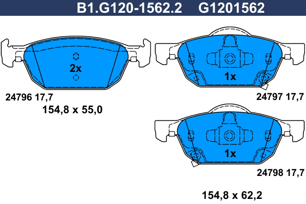 Kit de plaquettes de frein, frein à disque GALFER B1.G120-1562.2