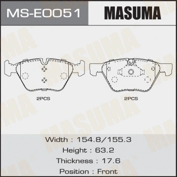 Jeu de mâchoires de frein MASUMA MS-E0051
