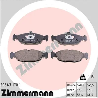 Kit de plaquettes de frein, frein à disque ZIMMERMANN 20547.170.1