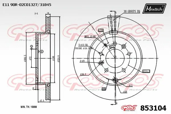 Disque de frein MAXTECH 853104