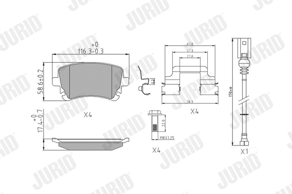 Kit de plaquettes de frein, frein à disque JURID 573220J