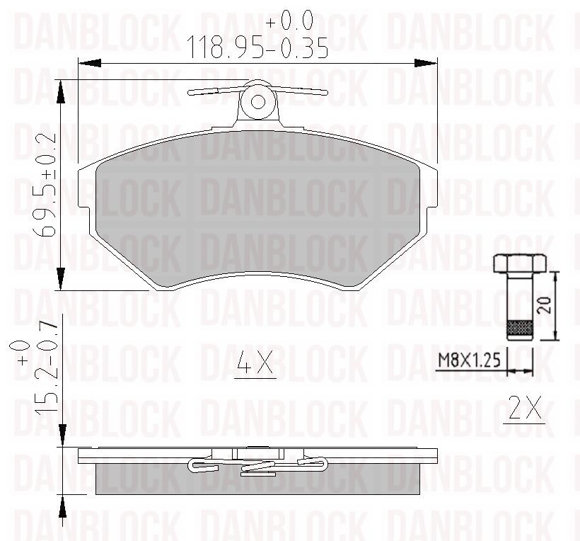 Kit de plaquettes de frein, frein à disque DANBLOCK DB 510284