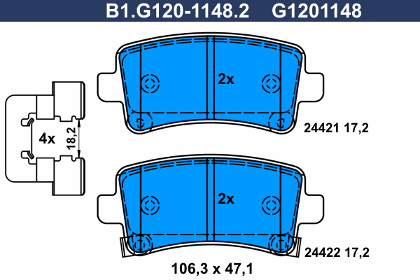 Kit de plaquettes de frein, frein à disque GALFER B1.G120-1148.2