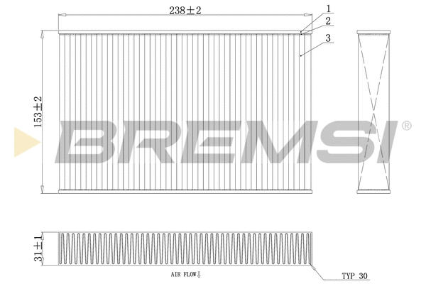 Filtre, air de l'habitacle BREMSI FC0885C