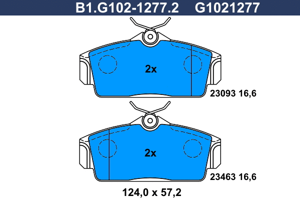 Kit de plaquettes de frein, frein à disque GALFER B1.G102-1277.2
