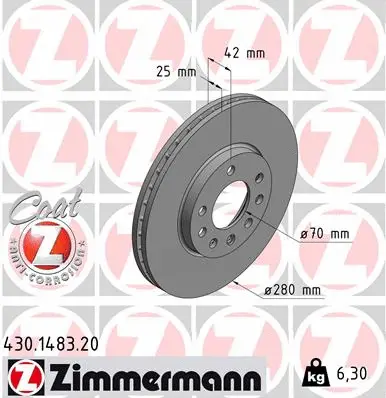 Disque de frein ZIMMERMANN 430.1483.20