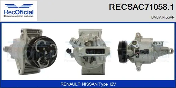 Compresseur, climatisation RECOFICIAL RECSAC71058.1