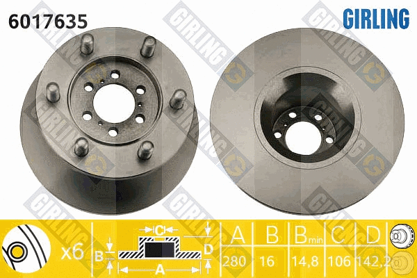Disque de frein GIRLING 6017635
