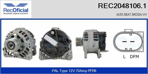 Alternateur RECOFICIAL REC2048106.1