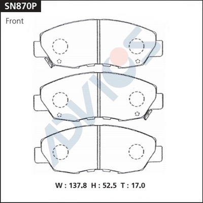 Kit de plaquettes de frein, frein à disque ADVICS SN870P