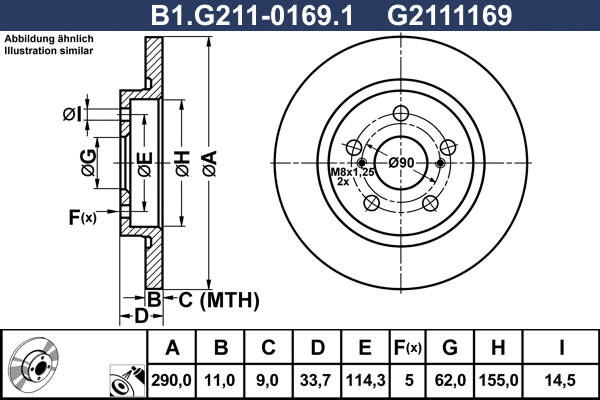 Disque de frein GALFER B1.G211-0169.1