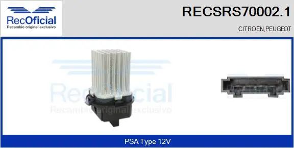 Résistance, pulseur d'air habitacle RECOFICIAL RECSRS70002.1