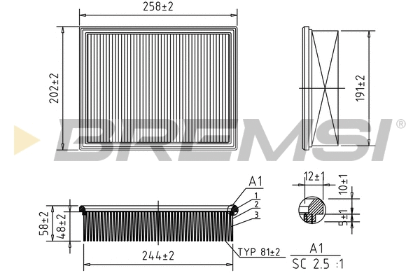 Filtre à air BREMSI FA2040
