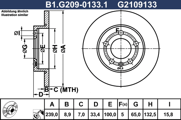 Disque de frein GALFER B1.G209-0133.1