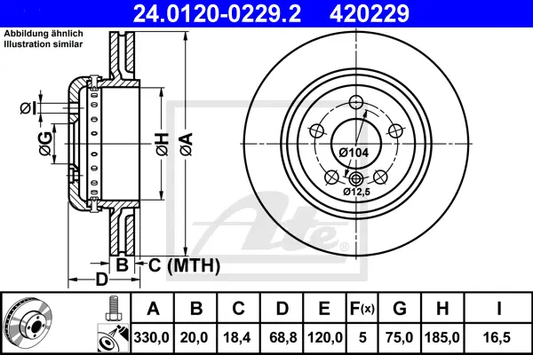 Disque de frein ATE-APAC 24.0120-0229.2