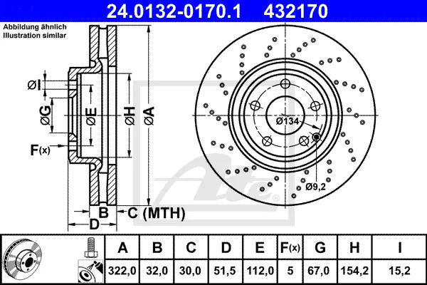 Disque de frein ATE-APAC 24.0132-0170.1