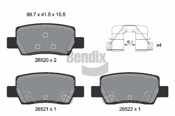 Kit de plaquettes de frein, frein à disque BENDIX Braking BPD2503