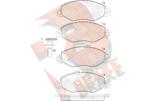 Kit de plaquettes de frein, frein à disque R BRAKE RB1808