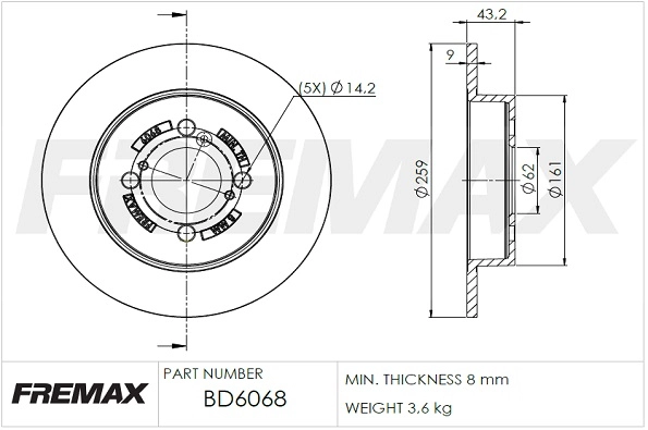 Disque de frein FREMAX BD-6068