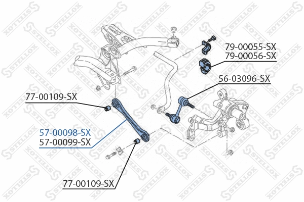 Bras de liaison, suspension de roue STELLOX 57-00098-SX