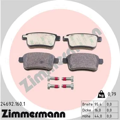 Kit de plaquettes de frein, frein à disque ZIMMERMANN 24692.160.1