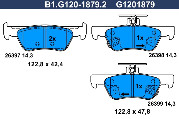 Kit de plaquettes de frein, frein à disque GALFER B1.G120-1879.2