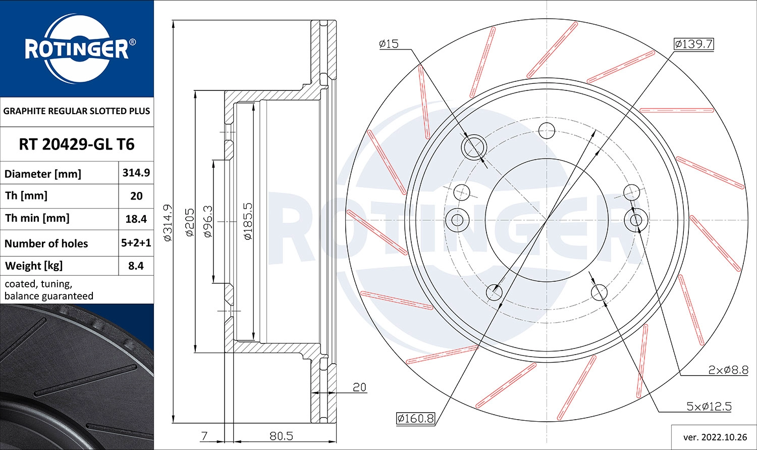 Disque de frein ROTINGER RT 20429-GL T6