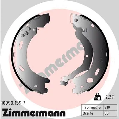 Jeu de mâchoires de frein, frein de stationnement ZIMMERMANN 10990.159.7