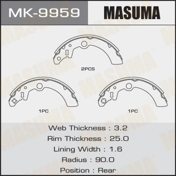 Jeu de mâchoires de frein MASUMA MK-9959