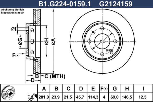 Disque de frein GALFER B1.G224-0159.1