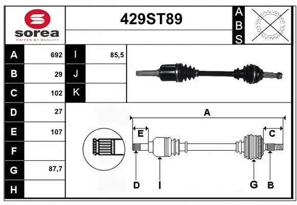 Arbre de transmission STARTCAR 429ST89