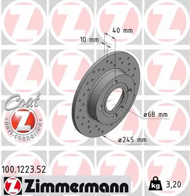Disque de frein ZIMMERMANN 100.1223.52