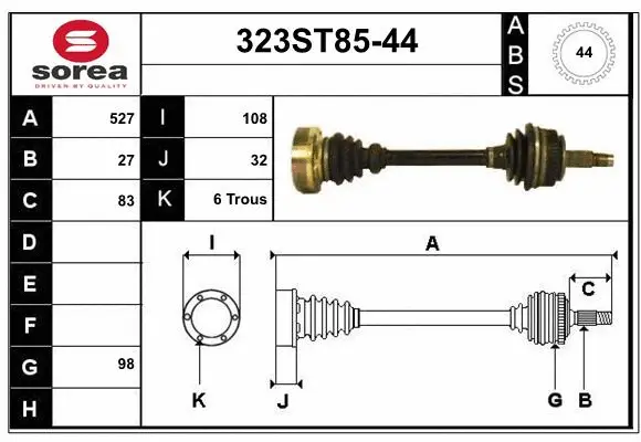 Arbre de transmission STARTCAR 323ST85-44