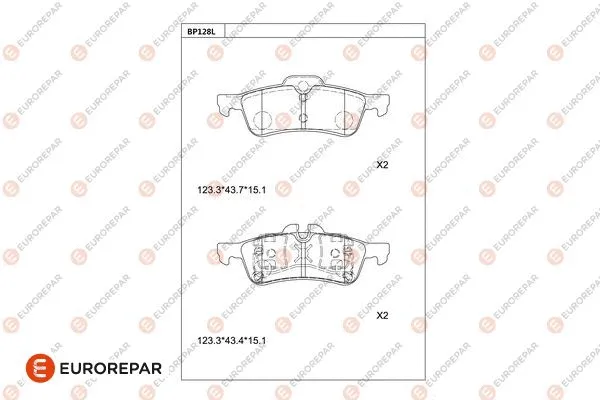 Kit de plaquettes de frein, frein à disque EUROREPAR 1681272880