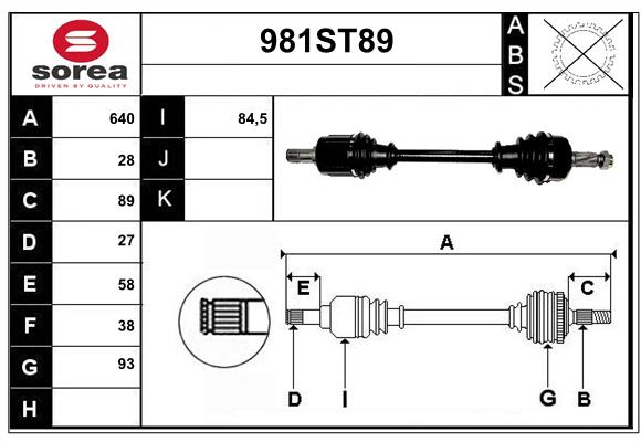 Arbre de transmission STARTCAR 981ST89