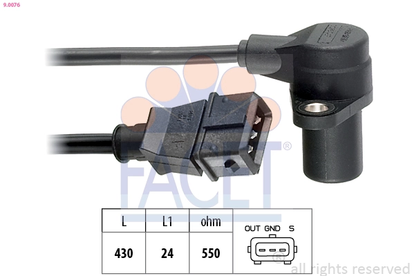 Capteur d'angle, vilebrequin FACET 9.0076