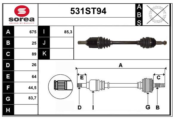 Arbre de transmission STARTCAR 531ST94
