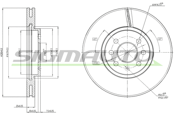 Disque de frein SIGMAUTO DBB236V
