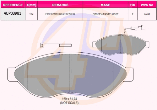 Kit de plaquettes de frein, frein à disque 4u 4UP03981