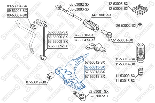 Bras de liaison, suspension de roue STELLOX 57-53013-SX