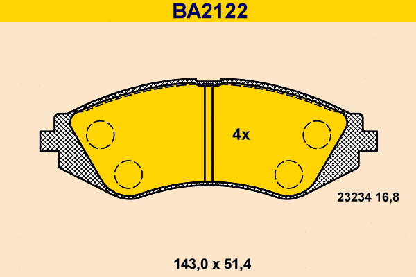 Kit de plaquettes de frein, frein à disque BARUM BA2122