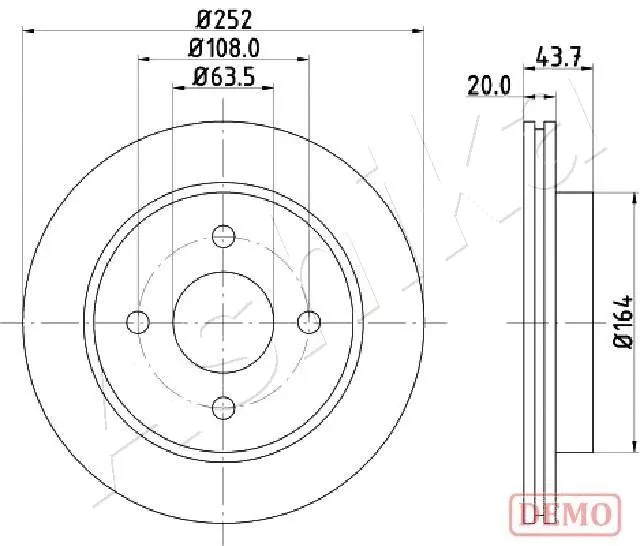 Disque de frein ASHIKA 61-00-0308C