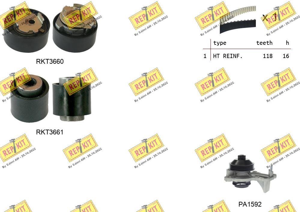 Pompe à eau + kit de courroie crantée REPKIT RKTK1167PA