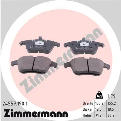 Kit de plaquettes de frein, frein à disque ZIMMERMANN 24557.190.1