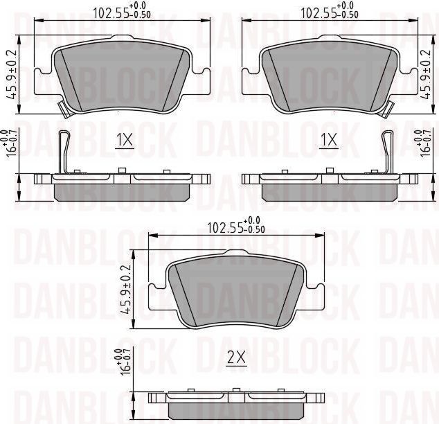 Kit de plaquettes de frein, frein à disque DANBLOCK DB 510607